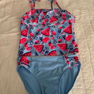 Cat &Jack girls 2 piece swimsuit size Large 10-12